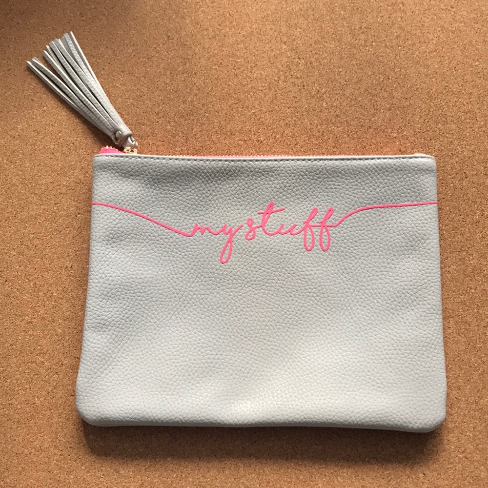 Gray/Pink “My Stuff” Clutch